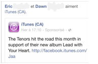 Fausse publicité de iTunes par Facebook