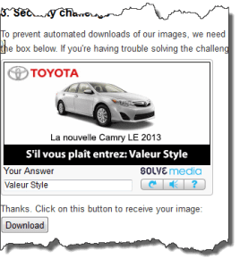 captcha publicitaire