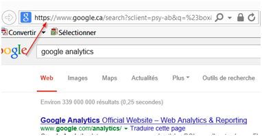 Adresse sécurisée de recherche Google