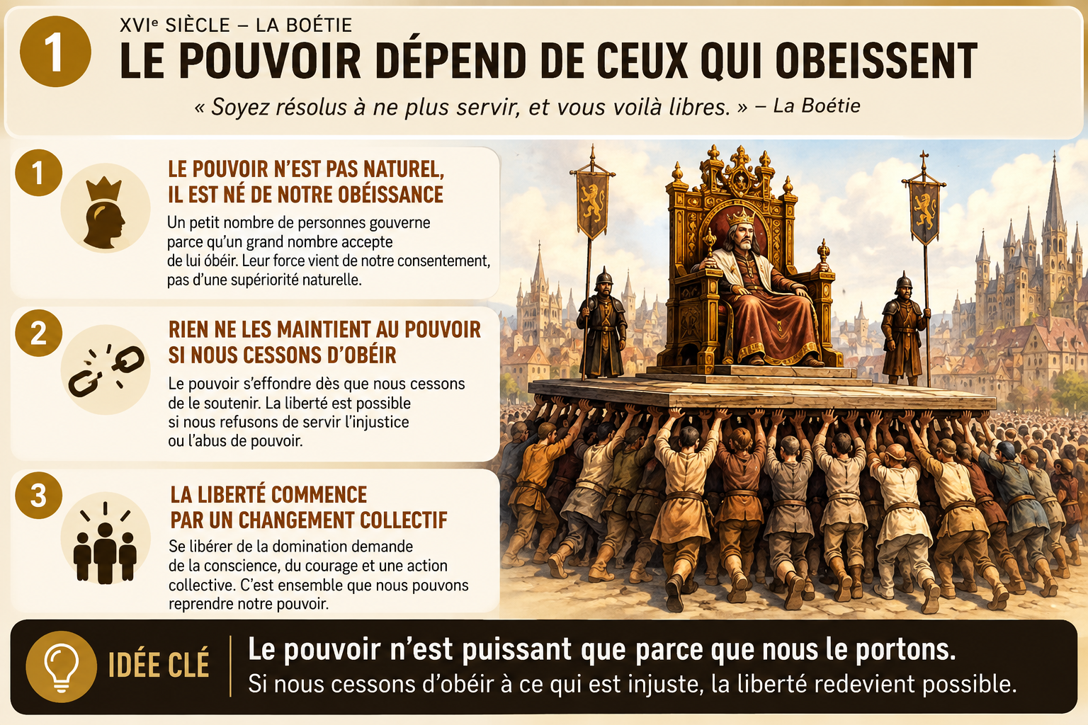 La Boétie : le pouvoir dépend de ceux qui obéissent